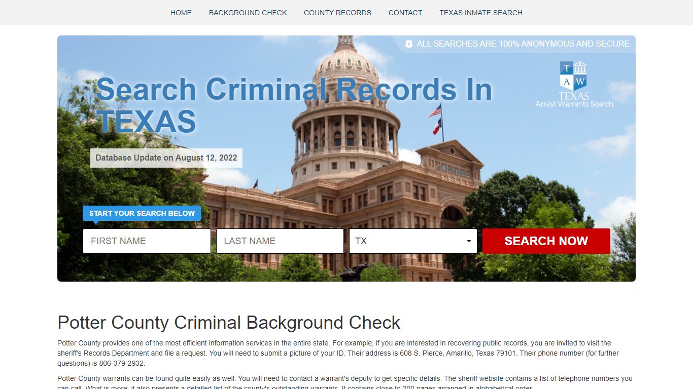 Potter County Criminal Background Check